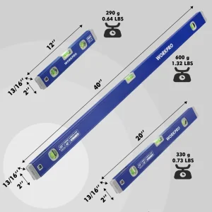 WORKPRO 3-Piece Spirit Level Set (12″, 20″, 40″) - view 2