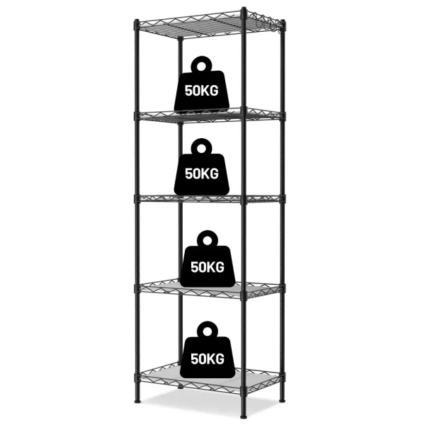 WORKPRO 5-Tier Metal Storage Shelving, 17-3/8″W x 11-1/2″D x 51-1/2″H, 550 LBS Load Capacity