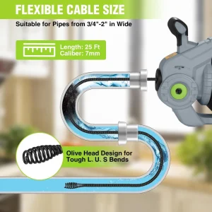 WORKPRO 20V Electric Drain Auger with 2.0AH Battery and Charger – 25Ft Plumbing Snake Drain Hair Rem - view 2