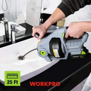 WORKPRO 20V Electric Drain Auger with 2.0AH Battery and Charger – 25Ft Plumbing Snake Drain Hair Rem - view 3