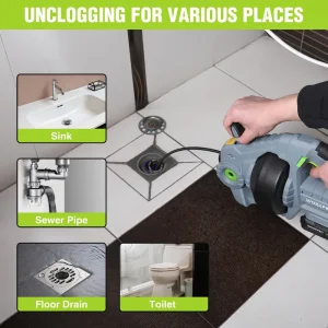 WORKPRO 20V Electric Drain Auger with 2.0AH Battery and Charger – 25Ft Plumbing Snake Drain Hair Rem - view 4