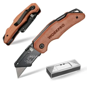 WORKPRO Wood Handle Folding Heavy Duty Utility Knife