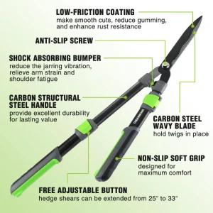 WORKPRO Manual Hedge Trimmers with Steel Wavy Blade - view 2