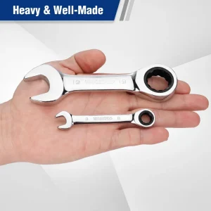WORKPRO 12-piece Stubby Ratcheting Wrench Set, Metric 8-19mm, 72-Tooth, Cr-V Steel - view 3