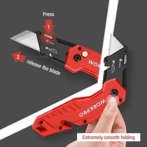 WORKPRO Folding Utility Knife, Quick Change Blade, Lightweight Nylon Handle, Utility Cutter with 10- - view 2