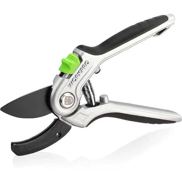 WORKPRO Garden Anvil Pruning Shears, 8″ Garden Pruning Scissors Heavy Duty with Ergonomically Design Handle, Labor-Sa...