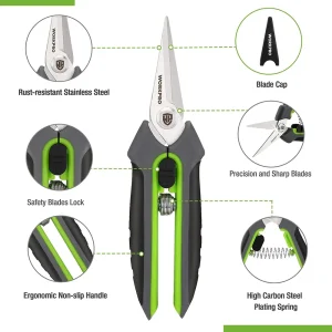 WORKPRO Pruning Shears,6.25” Gardening Hand Scissors with Sheath, Stainless Steel Straight Blade Han - view 2