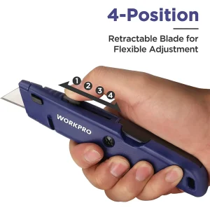 WORKPRO Retractable Box Cutters with Extra Blade Storage, Quick-Change Utility Knife with Twine Cutt - view 2