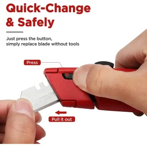 WORKPRO Retractable Box Cutter, Quick Change Utility Knife with Extra Blade Storage – Heavy Duty Alu - view 2