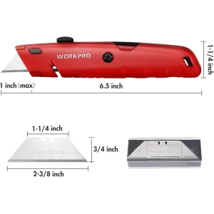 WORKPRO Retractable Box Cutter, Quick Change Utility Knife with Extra Blade Storage – Heavy Duty Alu - view 3