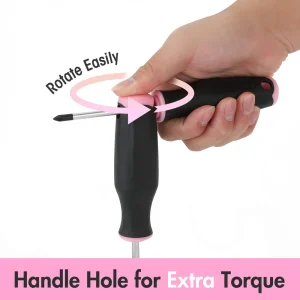 WORKPRO 6-Piece Pink Magnetic Screwdrivers Set, Includes 3 Slotted & 3 Phillips Screwdrivers, Stubby - view 3