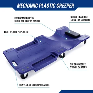 WORKPRO Mechanic Plastic Creeper, 40-Inch Automotive Creeper with Padded Headrest, 330 lbs Capacity  - view 3