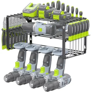 WORKPRO Power Tool Organizer, Wall Mounted Power Tool Holder, 3-Tiers Storage Rack for Cordless Drill Storage, 150 LB...