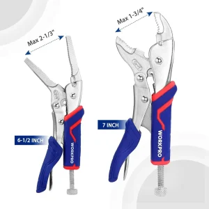 WORKPRO 2-piece Locking Pliers Set, CR-V Steel Locking Pliers, 7 Inch Curved Jaw Locking Plier and 6 - view 3
