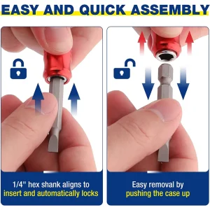 WORKPRO 1/4 inch Hex Shank Bit Holder, 3pcs Quick Release Drill Bit Holder Keychain for Impact Drive - view 3