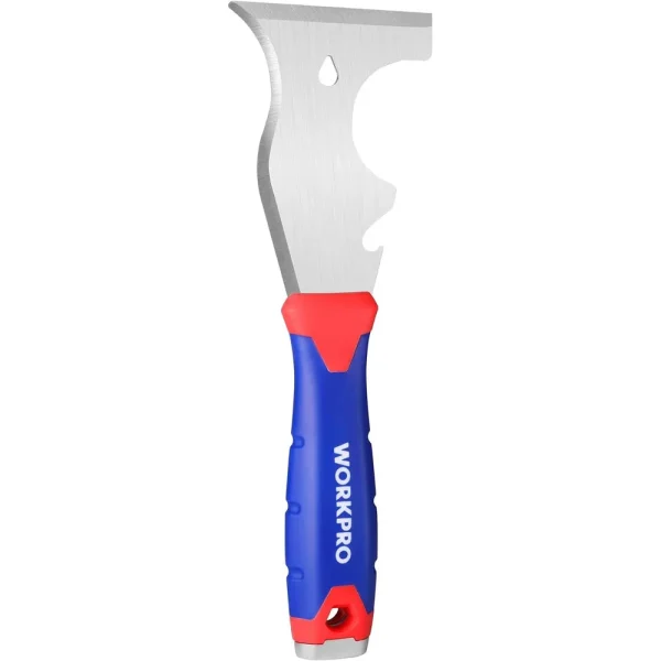 WORKPRO Paint Scraper, 8 in 1 Paint Remover, Metal Putty Knife with Hammer End and Can Opener, Stainless Steel Scrape...