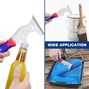 WORKPRO Paint Scraper, 8 in 1 Paint Remover, Metal Putty Knife with Hammer End and Can Opener, Stain - view 3