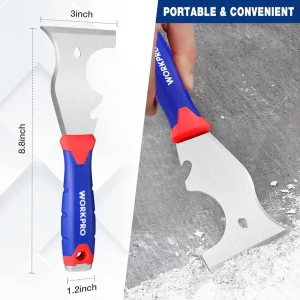 WORKPRO Paint Scraper, 8 in 1 Paint Remover, Metal Putty Knife with Hammer End and Can Opener, Stain - view 4