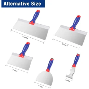 WORKPRO Drywall Tools, Stainless Steel Putty Knife Taping Knife 8 in 1 Painting Scraper with Mud Pan - view 2