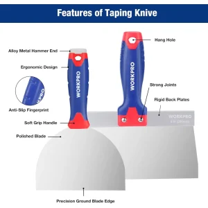 WORKPRO Drywall Tools, Stainless Steel Putty Knife Taping Knife 8 in 1 Painting Scraper with Mud Pan - view 3