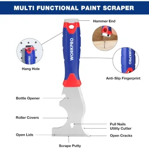 WORKPRO Drywall Tools, Stainless Steel Putty Knife Taping Knife 8 in 1 Painting Scraper with Mud Pan - view 4