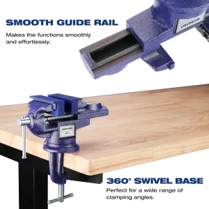 WORKPRO Bench Vise, 2.5 Inch Jaw Width Universal Table Vise, 360?Swivel Base Home Vice Bench Clamp w - view 2