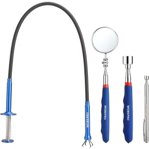 WORKPRO 4PC Telescoping Magnetic Pick Up Tool Kit, Includes Telescoping Inspection Mirror, 2PC Magnetic Pick Up Tool ...