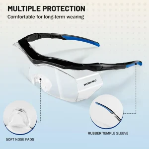 WORKPRO Safety Glasses, z87 Safety Goggles with Adjustable Temples, Lab Goggles with Anti Fog Coating (W) - view 2