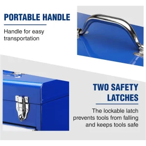 WORKPRO 18 Inch Portable Metal Tool Box with 2 Drawers and 1 Top Storage, Metal Latch and Liner, 100 - view 4