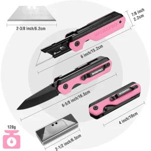 WORKPRO 2-in-1 Folding Knife, Quick-Change Box Cutter with Belt Clip, Liner Lock, and G10 Handle, Ex - view 2
