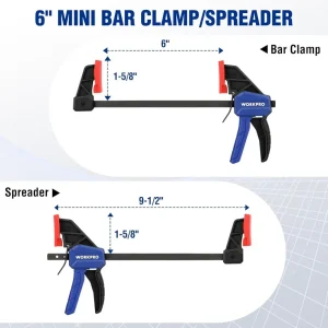 WORKPRO 4Pcs 6″ Mini Bar Clamps for Woodworking, Screw Change F Clamps with 50LBS Load Limit, One-Ha - view 3