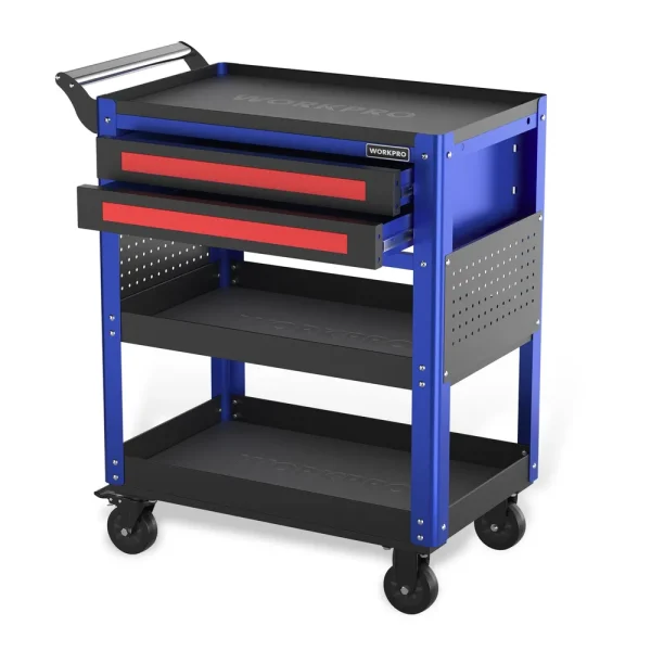 WORKPRO Premium 28” 2-Drawer Rolling Tool Cart, Heavy Duty Utility Industrial Service Cart Storage Organizer with Whe...