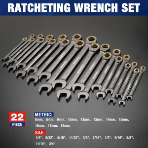 WORKPRO 22-Piece Regular/Flex-Head Ratcheting Wrench Set with Organizer Box, 72 Teeth, Metric 6-18mm - view 2