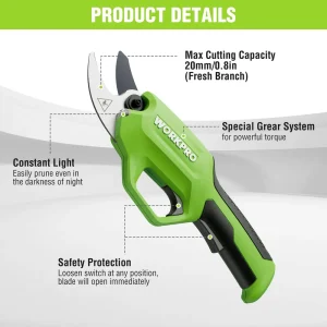 WORKPRO 7.2V Cordless Electric Pruning Shears/Tree Pruner with Rechargeable Battery, 0.8 Inch Cutting Diameter - view 2