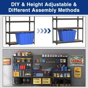 WORKPRO Adjustable 5-Tier Steel Shelving Unit, 35-3/10”W x 17-1/2”D x 72”H, Heavy Duty Shelf with MD - view 4