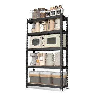 WORKPRO 5-Tier Adjustable Steel Shelving, 27-2/5”W x 11-7/10”D x 60”H, Heavy Duty Shelf with MDF Board, 1650 lbs Load...
