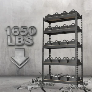 WORKPRO 5-Tier Adjustable Steel Shelving, 27-2/5”W x 11-7/10”D x 60”H, Heavy Duty Shelf with MDF Boa - view 3