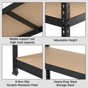 WORKPRO 5-Tier Adjustable Steel Shelving, 27-2/5”W x 11-7/10”D x 60”H, Heavy Duty Shelf with MDF Boa - view 4
