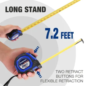 WORKPRO 25 FT Auto-Lock Tape Measure, 1/8 Fractions, 1/32 Double Shot Accuracy Measuring Tape for En - view 4