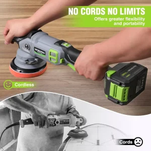 WORKPRO 20V Cordless & Brushless Dual Action Buffer Polisher Kit with 4.0Ah Battery, 7 Variable Spee - view 2