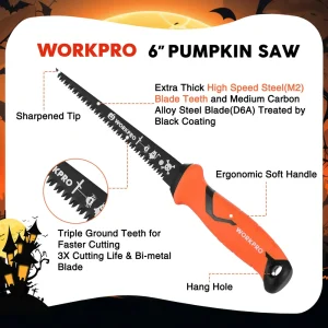 WORKPRO 6-inch Bi-metal Blade Pumpkin Drywall Saw & Pumpkin Carving Saw with TPR Handle, Professiona - view 3