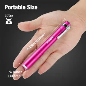WORKPRO Pink LED Aluminum Pen Light, Pocket Flashlight with Clip, 8AAA Batteries Include (4-Pack) – Pink Ribbon - view 2