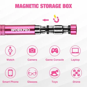 WORKPRO 24-in-1 Precision Screwdriver Sets, 24 pcs Tough S2 Steel Small Screwdriver Bits – Pink Ribbon - view 4