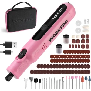 WORKPRO 8V Cordless Rotary Tool Kit, 117 Accessories, 6 Variable Speeds, LED Light, Type-C Charging, for DIY Projects...