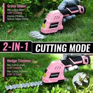 WORKPRO 12V Cordless 2 in 1 Handheld Cordless Grass Shear & Shrubbery Trimmer with 2.0Ah Rechargeabl - view 3