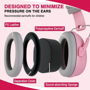 WORKPRO Safety Ear Muffs, NRR 25 dB, Noise Cancelling Headphones for Kids-Pink Ribbon - view 4