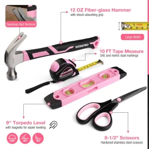 WORKPRO 277 Pcs Pink Tool Set with 13-Inch Wide Mouth Open Storage Bag – Pink Ribbon - view 4