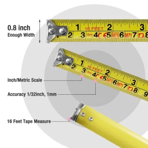 WORKPRO 16FT Pink Tape Measure with Thumb Lock and Belt Clip, Inch/Metric, Accuracy 1/32, 1mm - view 4