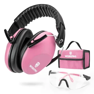 WORKPRO Kids Noise Cancelling Ear Protection Safety Earmuffs Set – Pink Ribbon