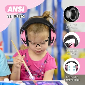 WORKPRO Kids Noise Cancelling Ear Protection Safety Earmuffs Set – Pink Ribbon - view 4